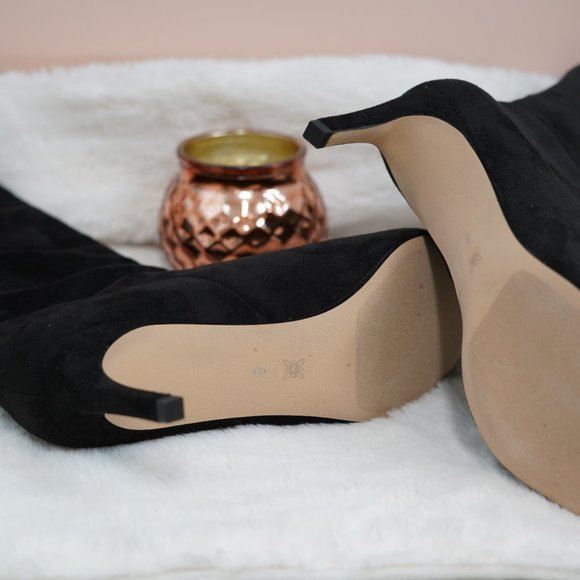 BCBGeneration Womens Marlo Knee-High Boots Suede Pointed Toe - Black Micro Suede - Picture 4 of 6